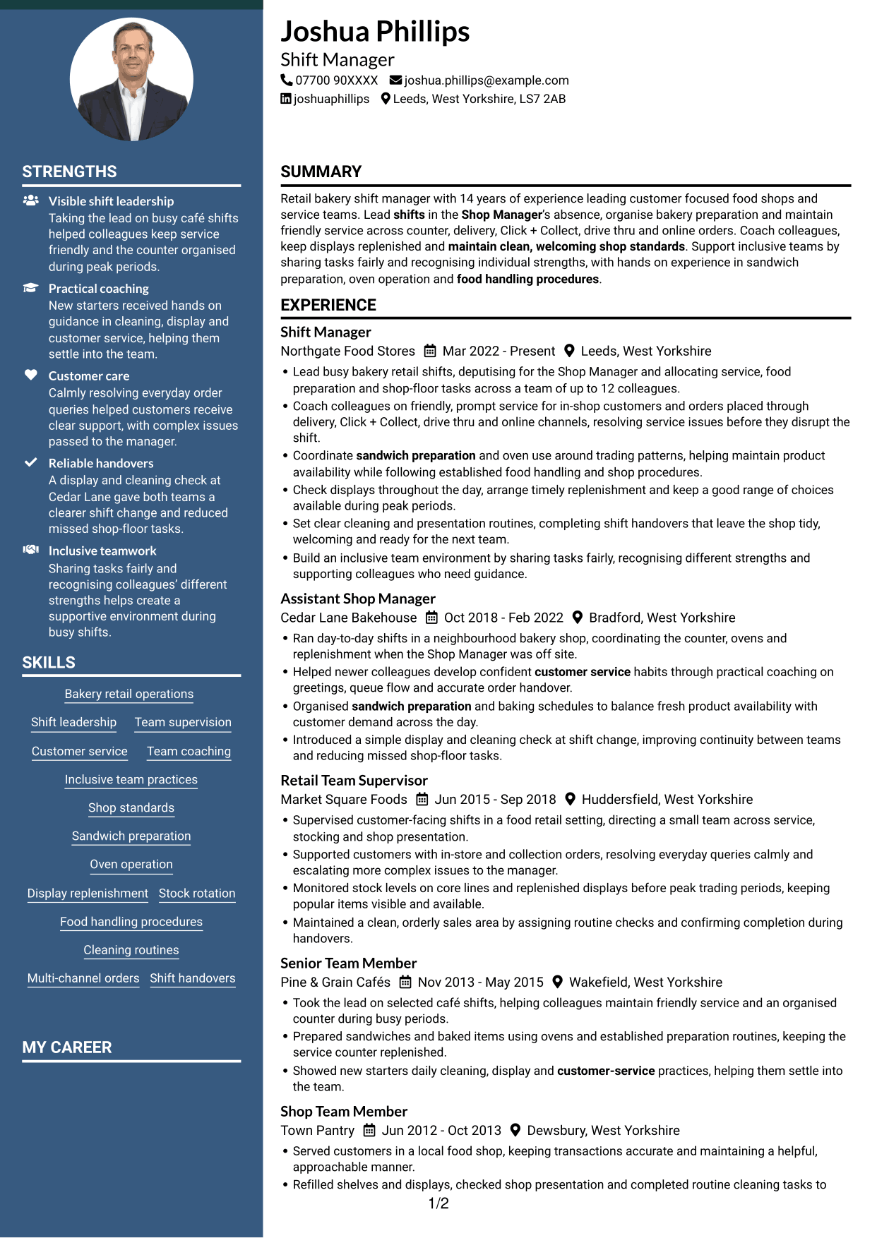 CV example — page 1