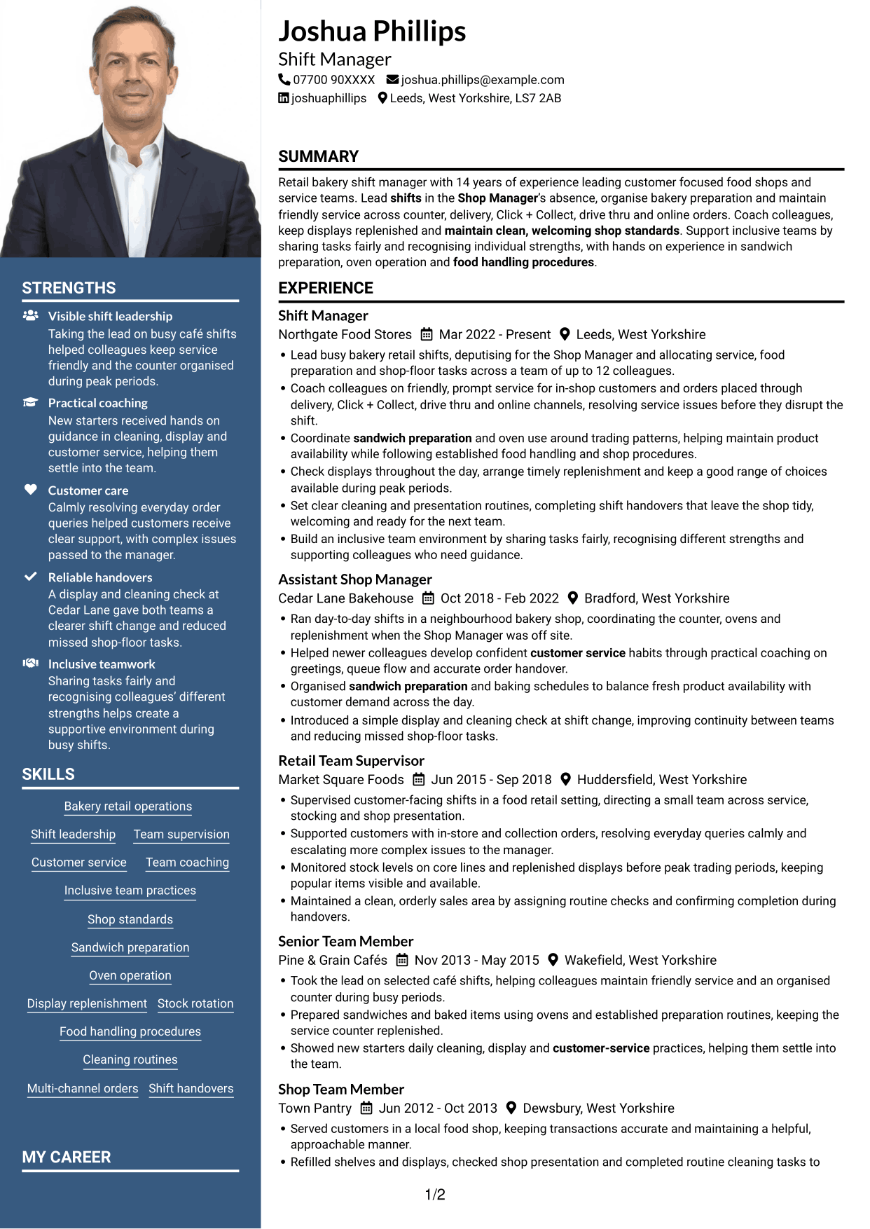 CV example — page 1
