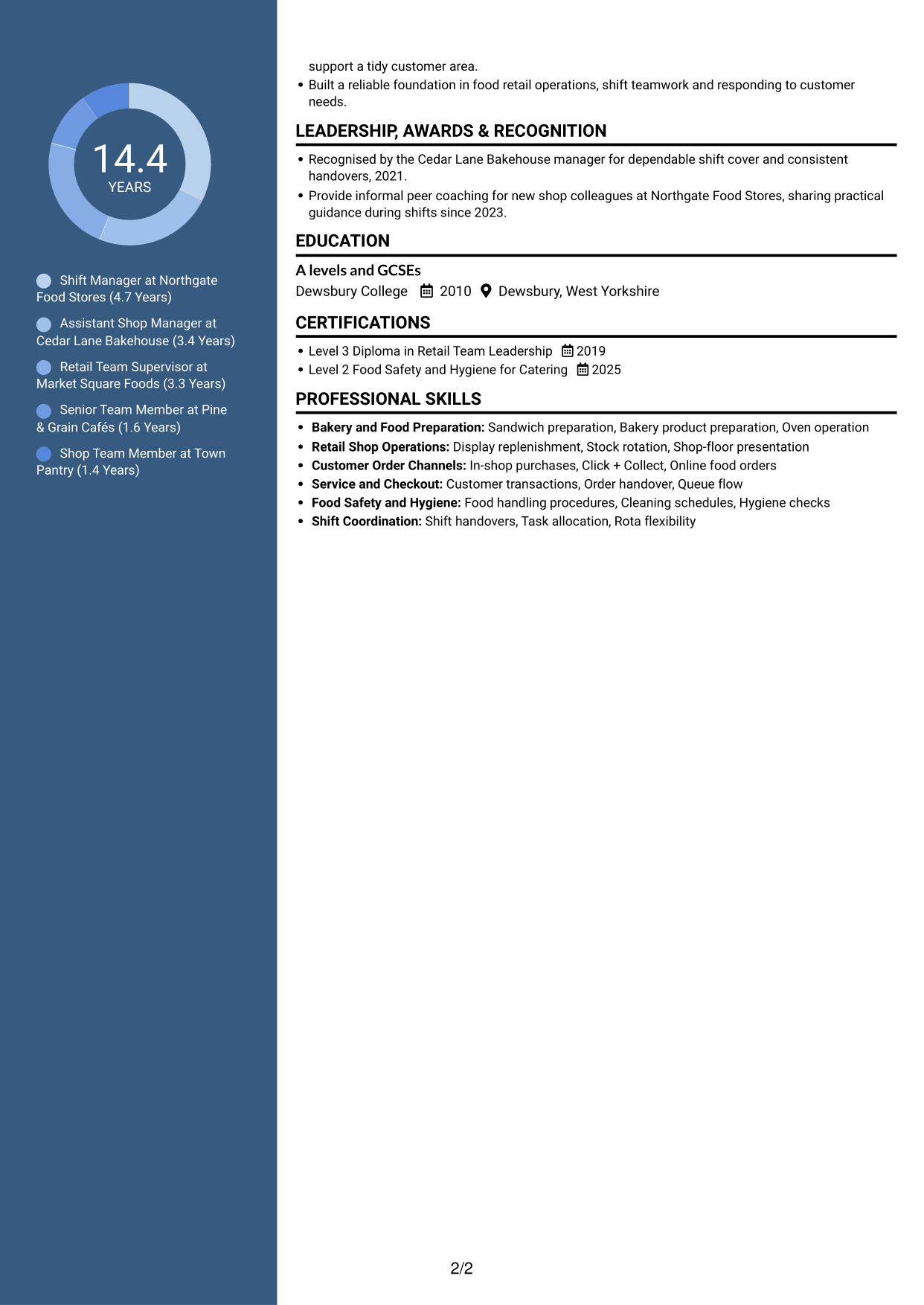 CV example — page 2