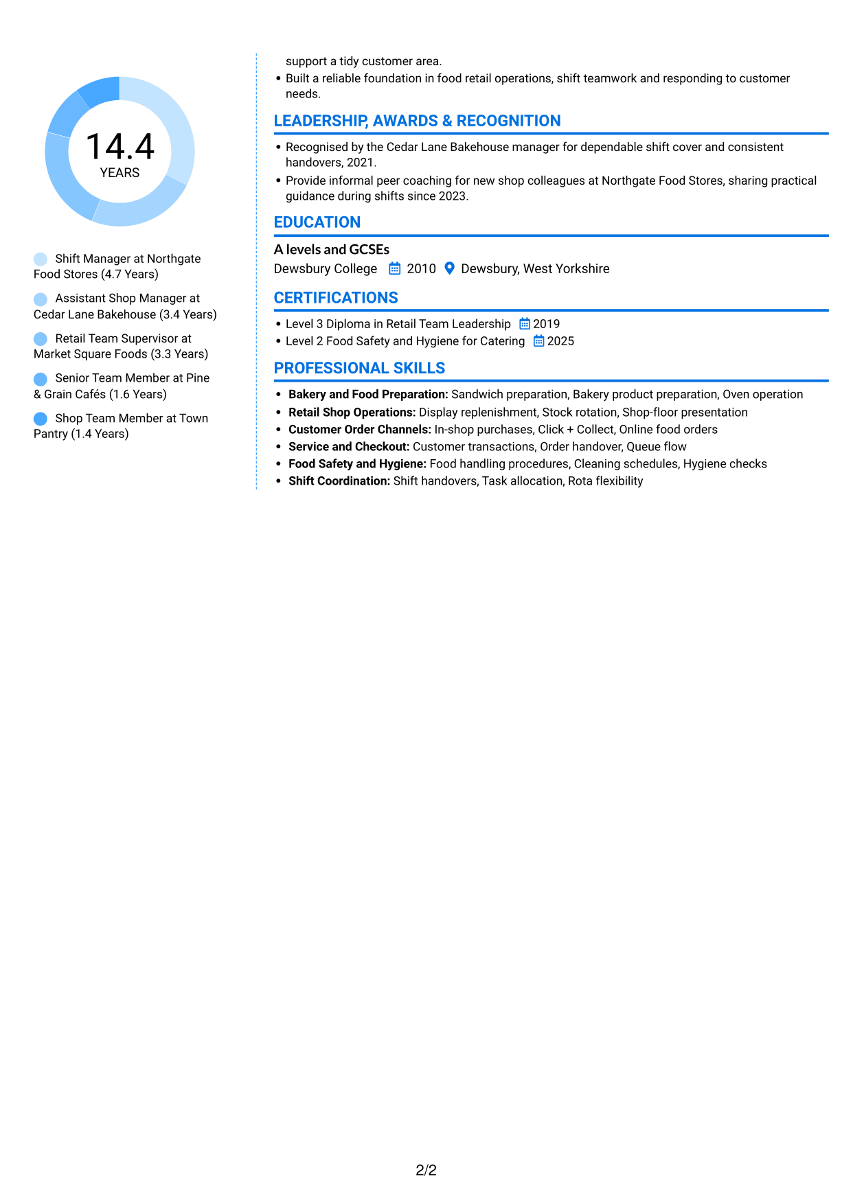CV example — page 2
