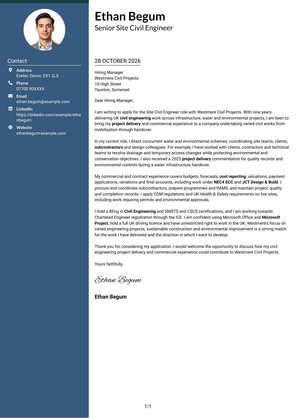 Cover letter example — page 1