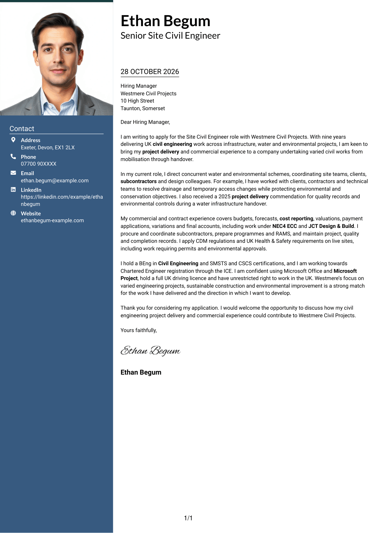 Cover letter example — page 1
