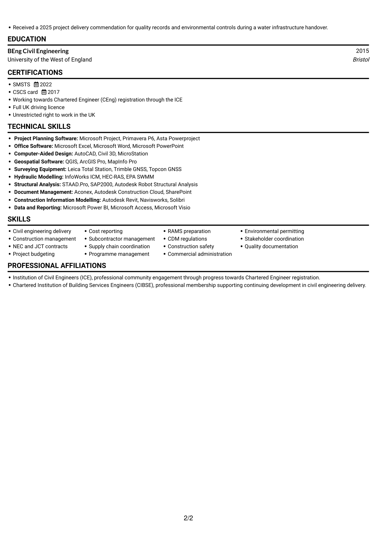 CV example — page 2