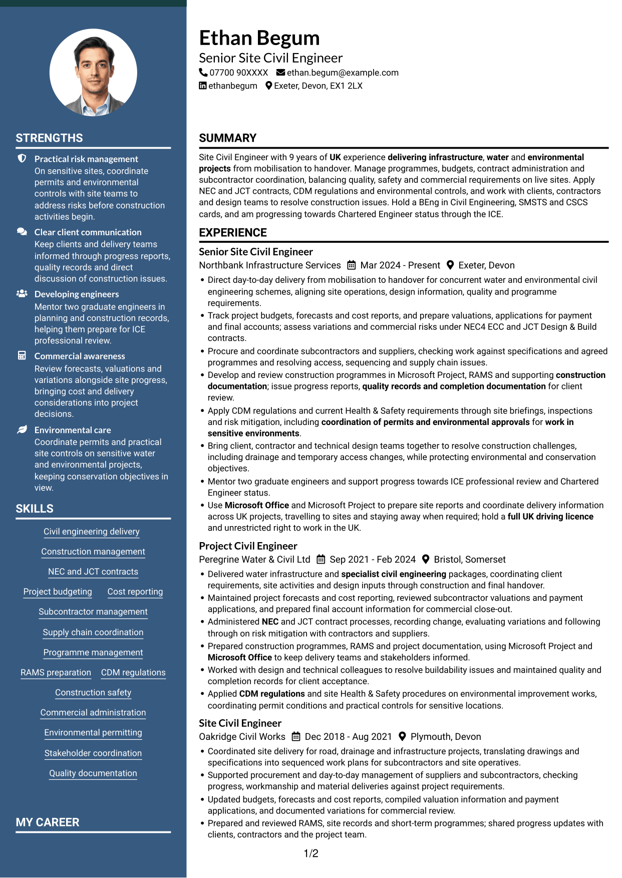 CV example — page 1