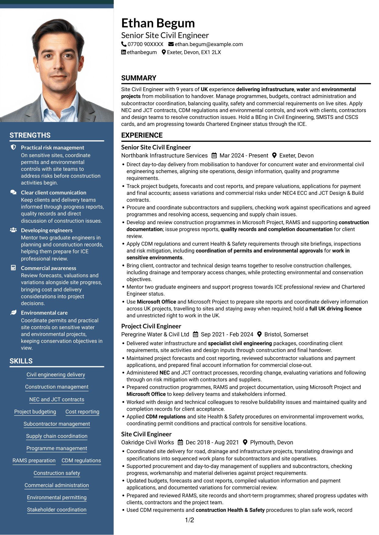 CV example — page 1