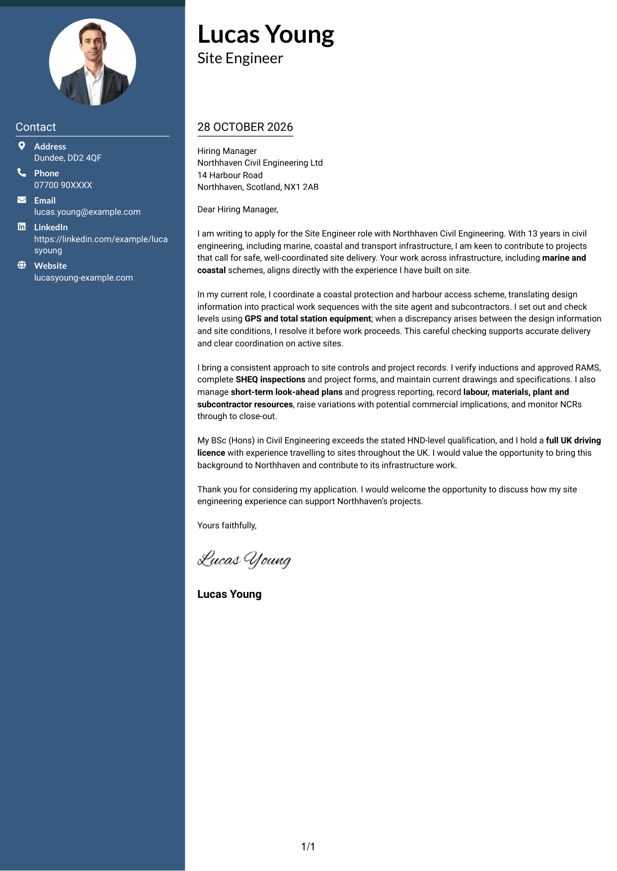 Cover letter example — page 1