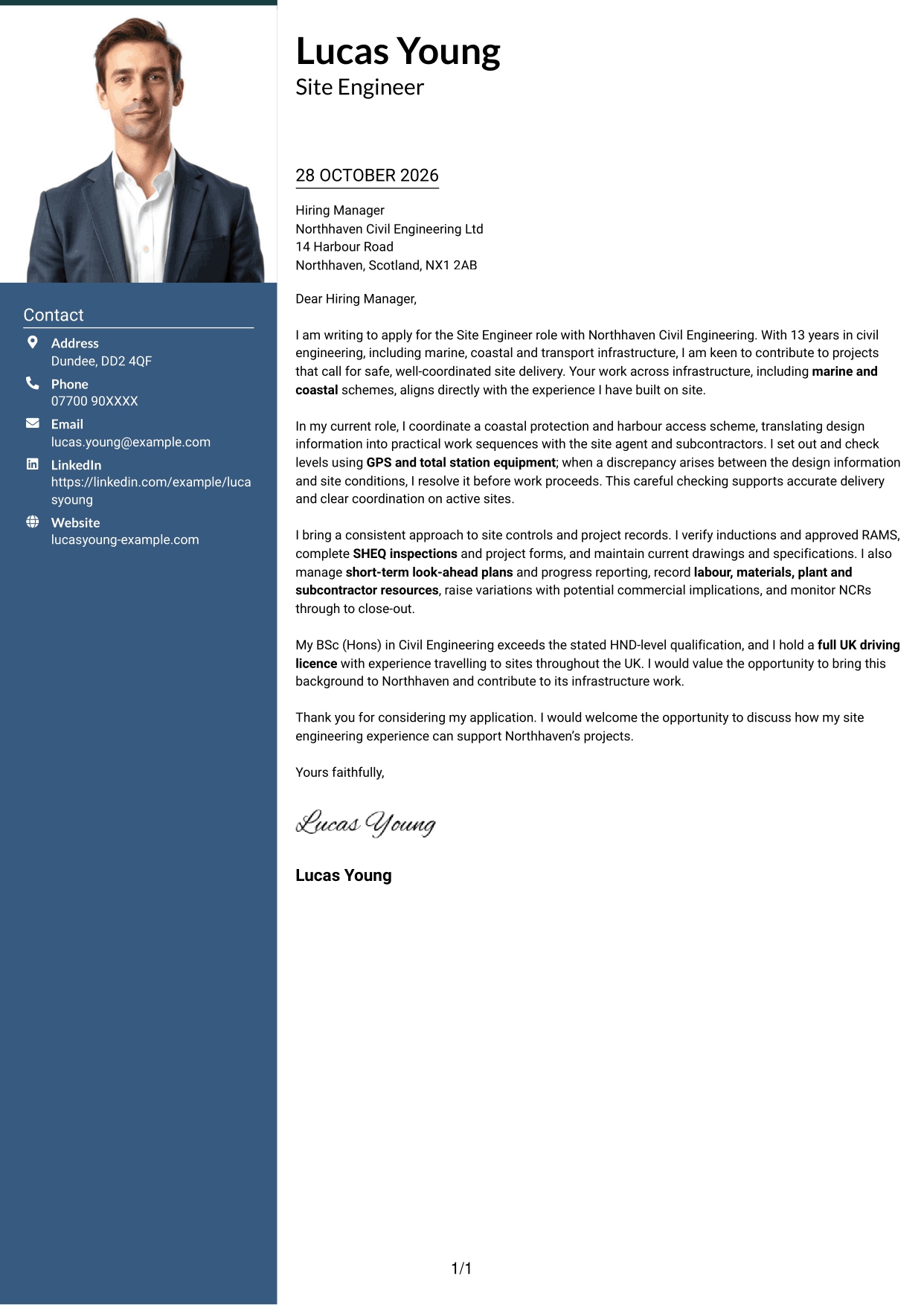 Cover letter example — page 1