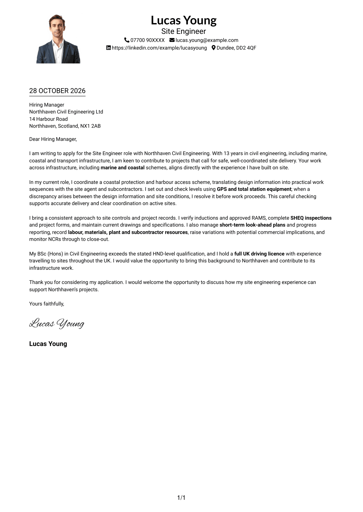Cover letter example — page 1