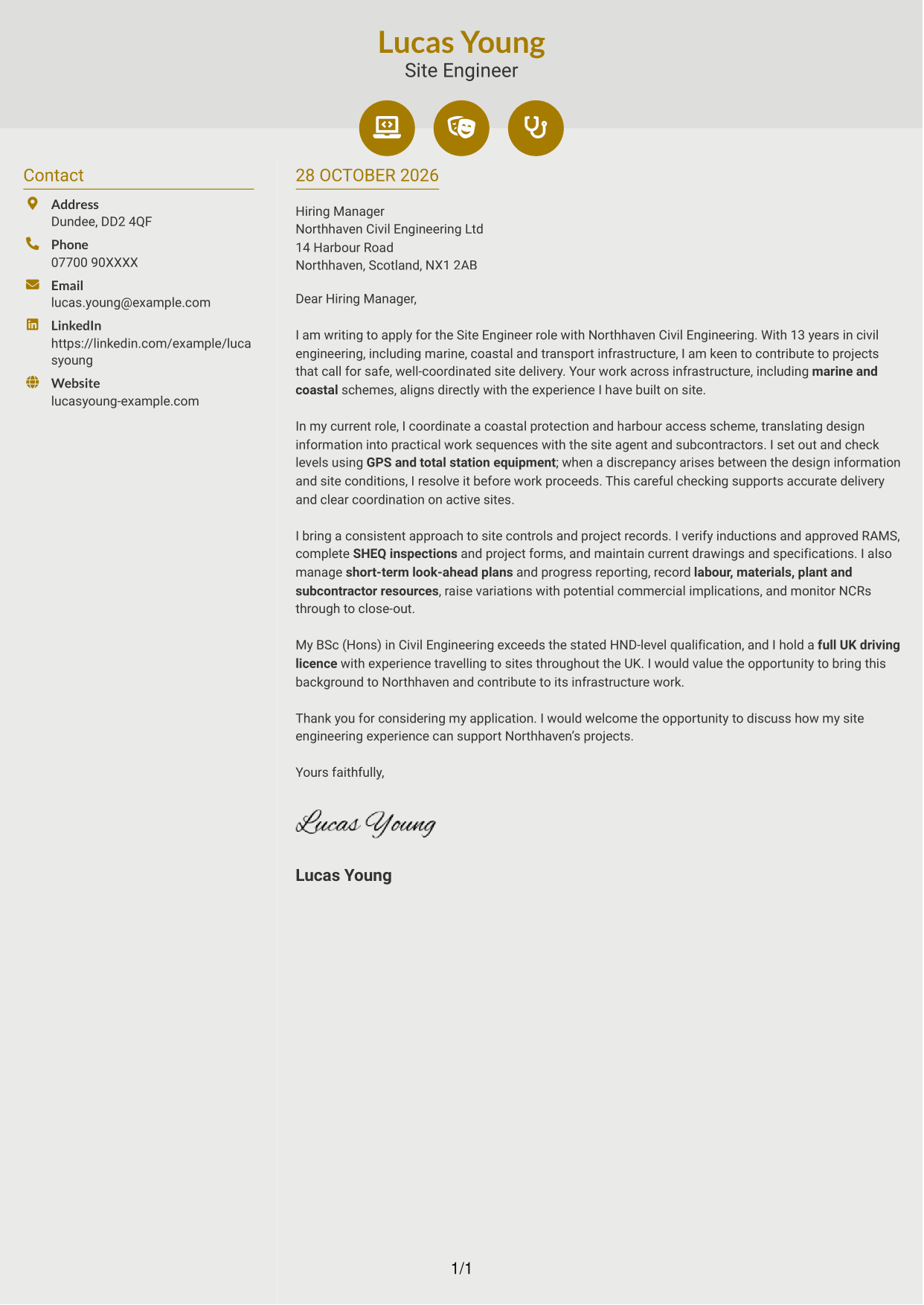 Cover letter example — page 1