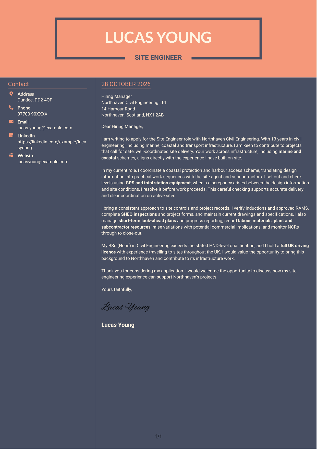 Cover letter example — page 1