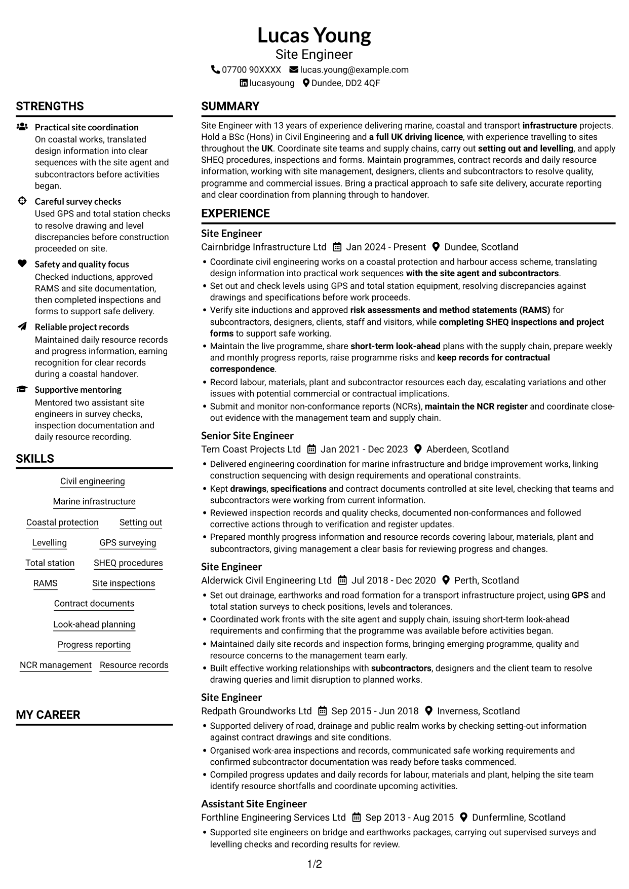 CV example — page 1