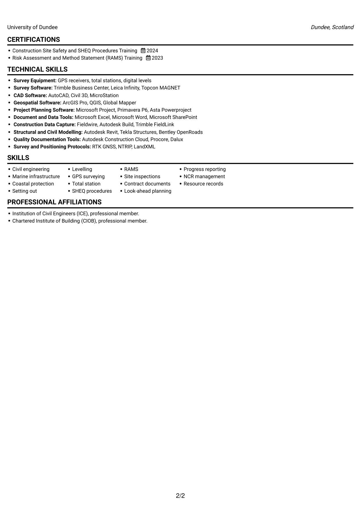 CV example — page 2