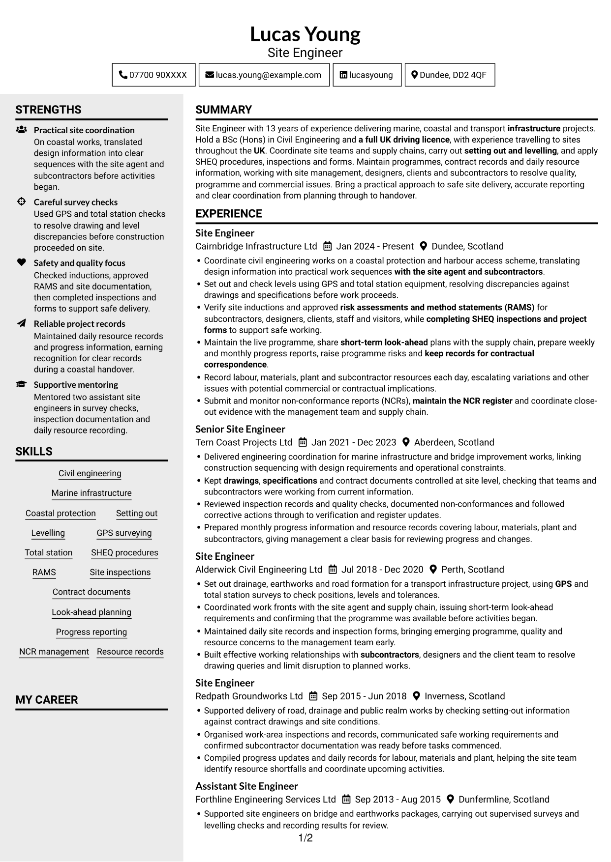 CV example — page 1