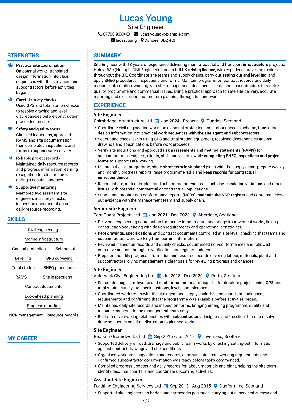 CV example — page 1