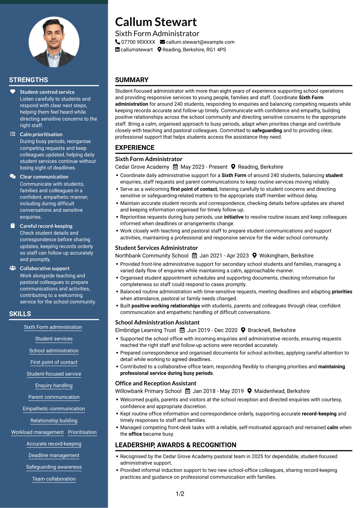 CV example — page 1