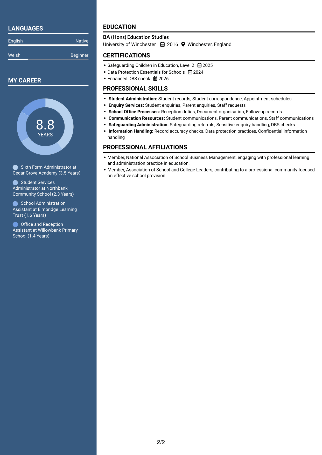 CV example — page 2