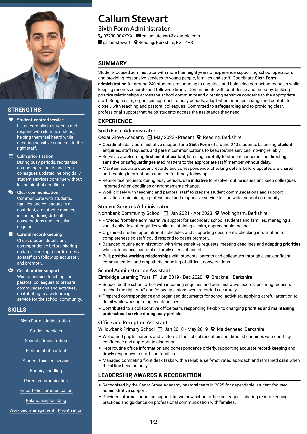CV example — page 1
