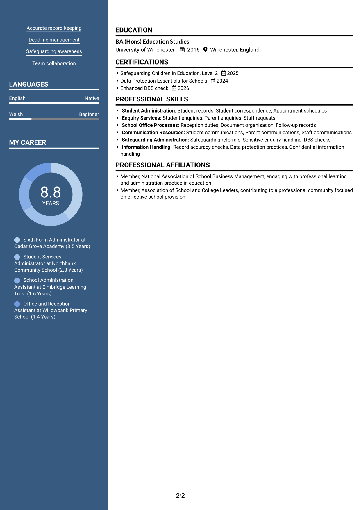 CV example — page 2