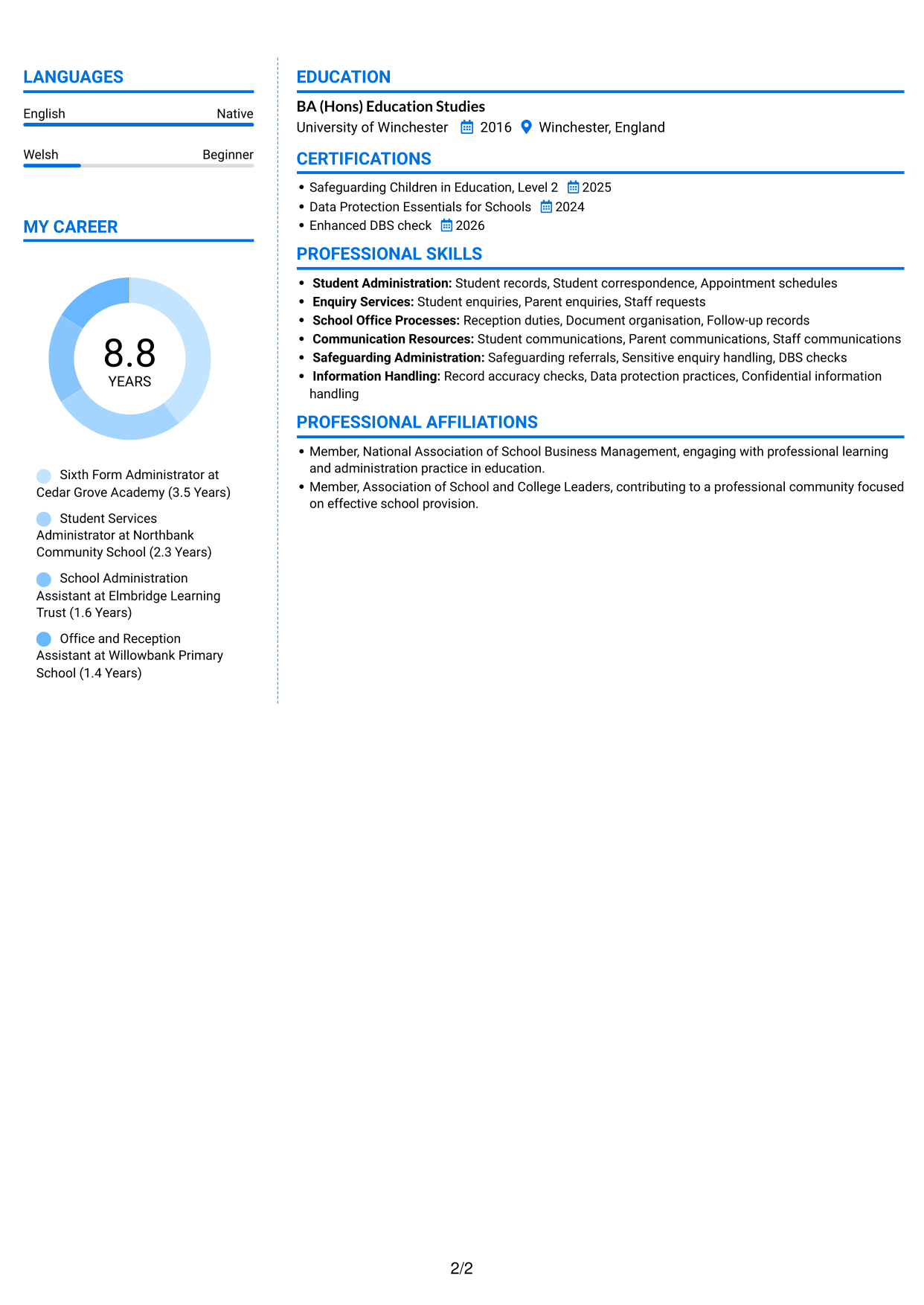 CV example — page 2