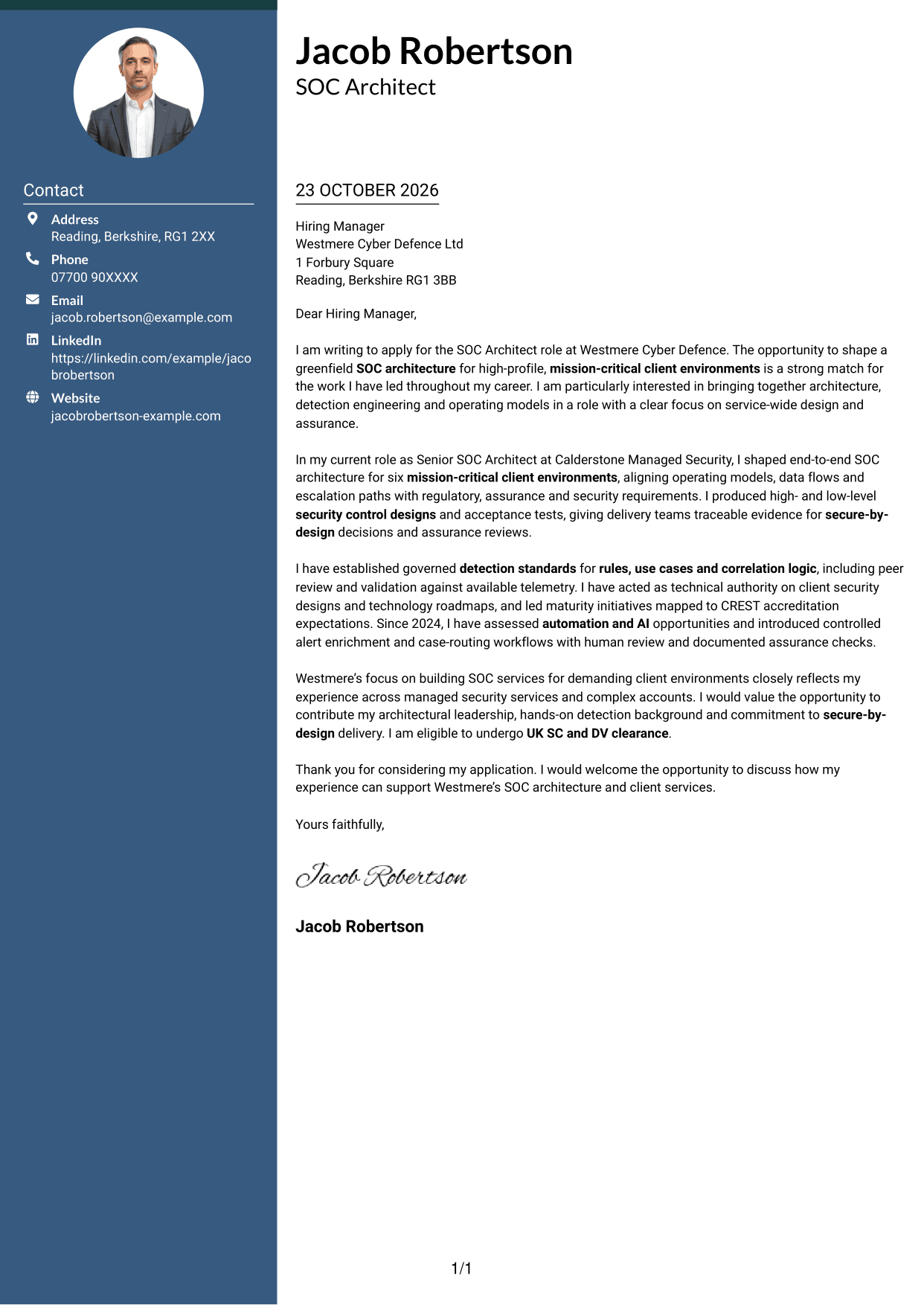 Cover letter example — page 1