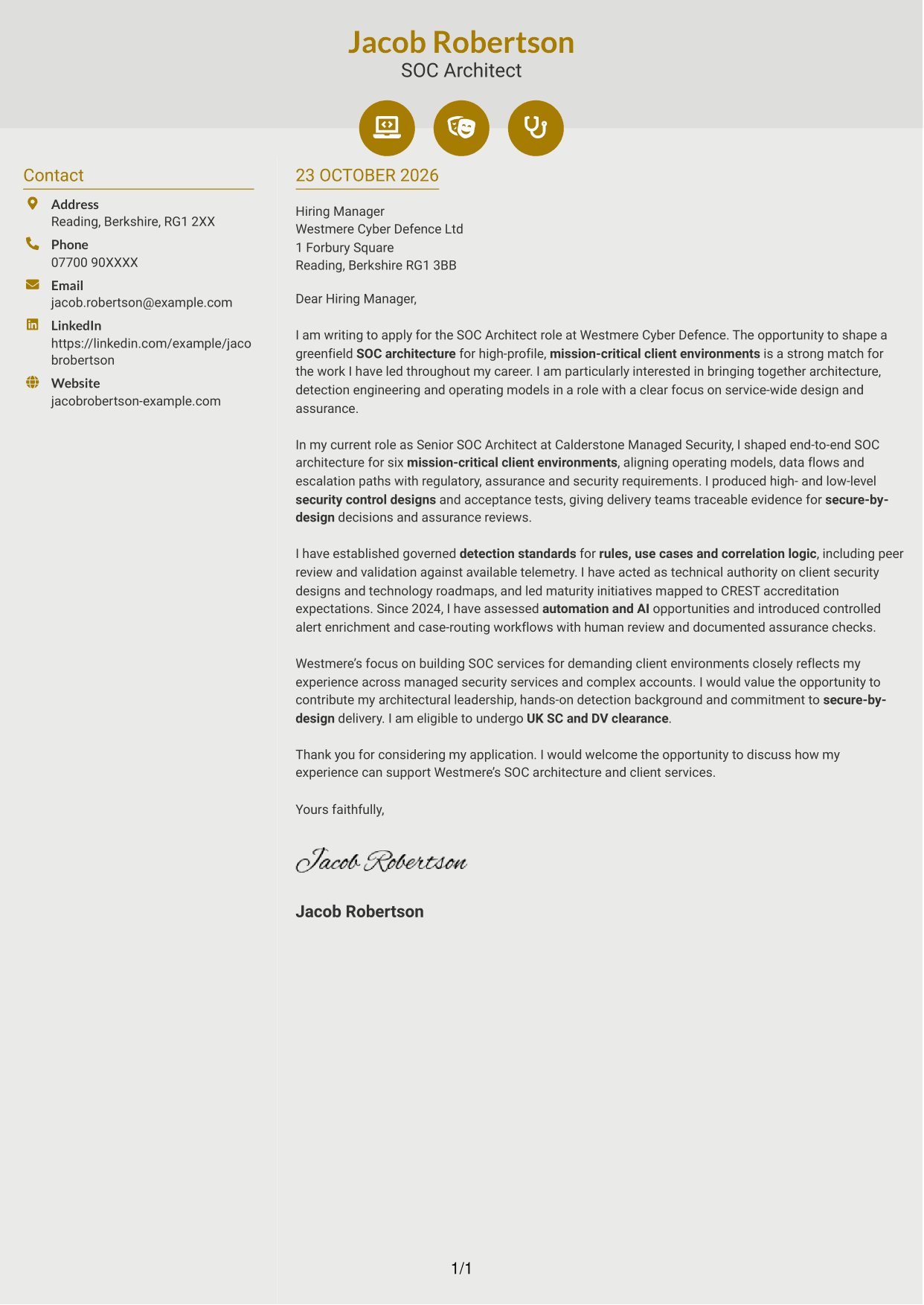 Cover letter example — page 1