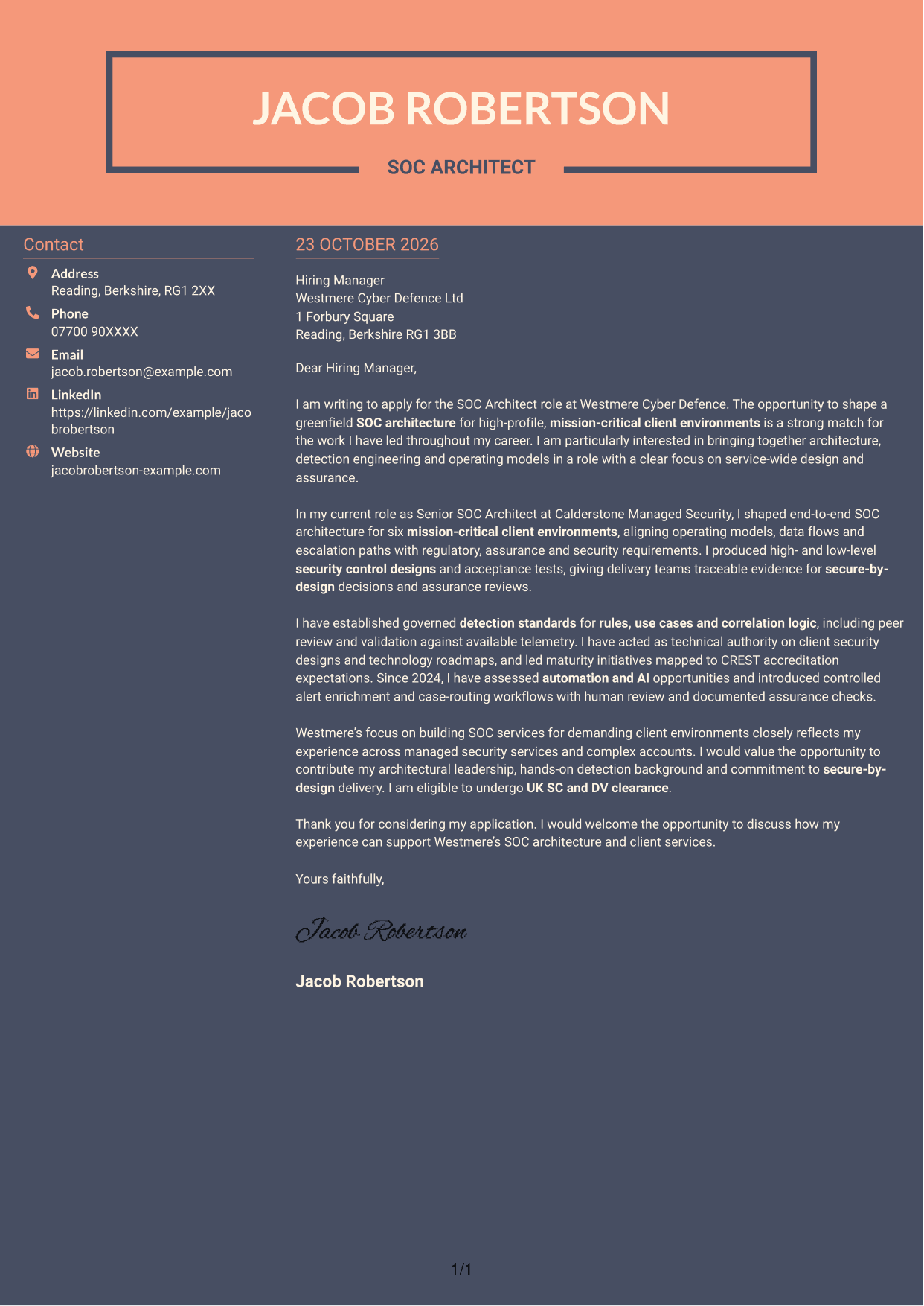 Cover letter example — page 1