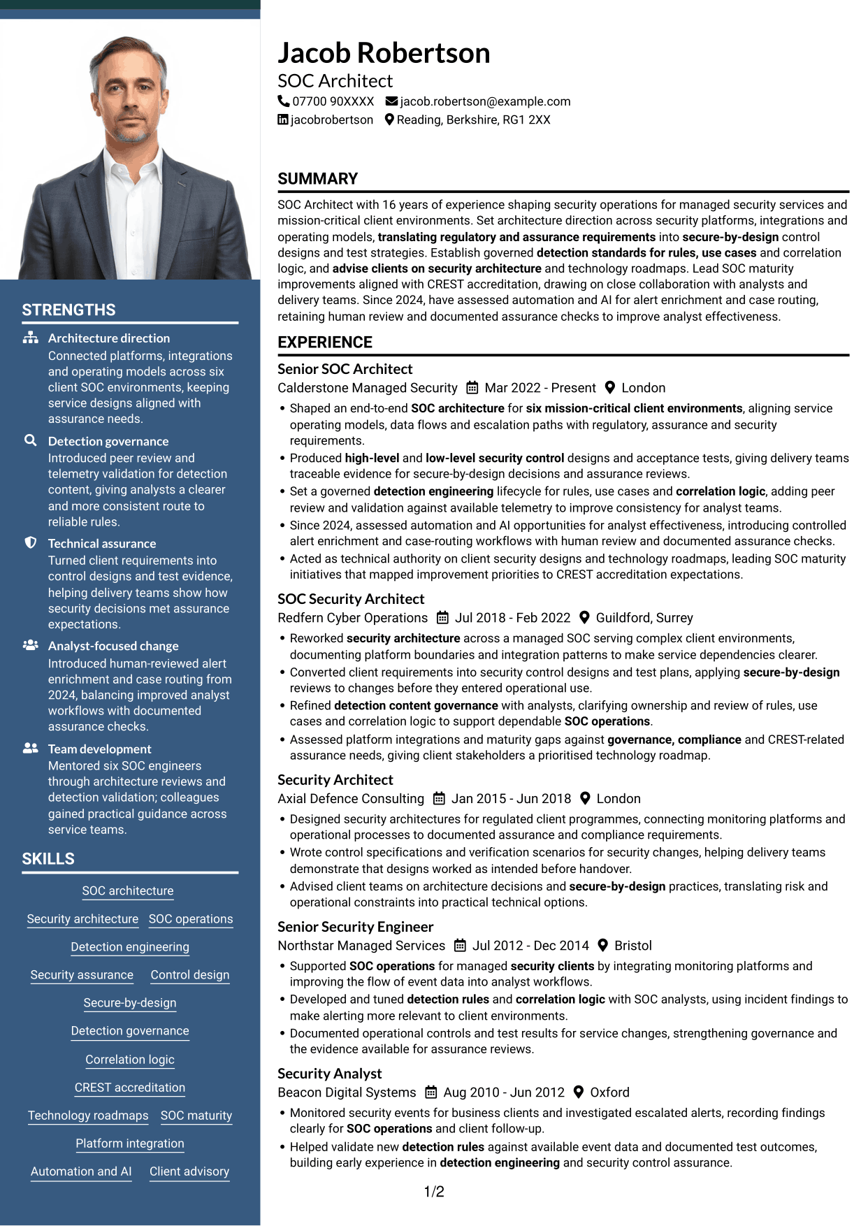 CV example — page 1