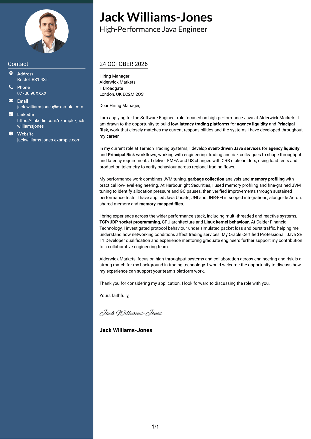Cover letter example — page 1