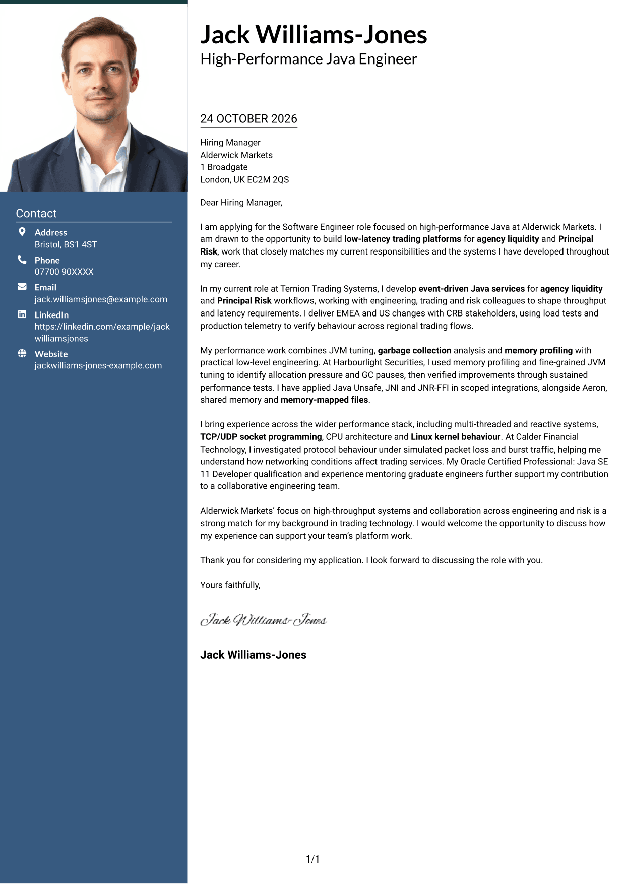 Cover letter example — page 1