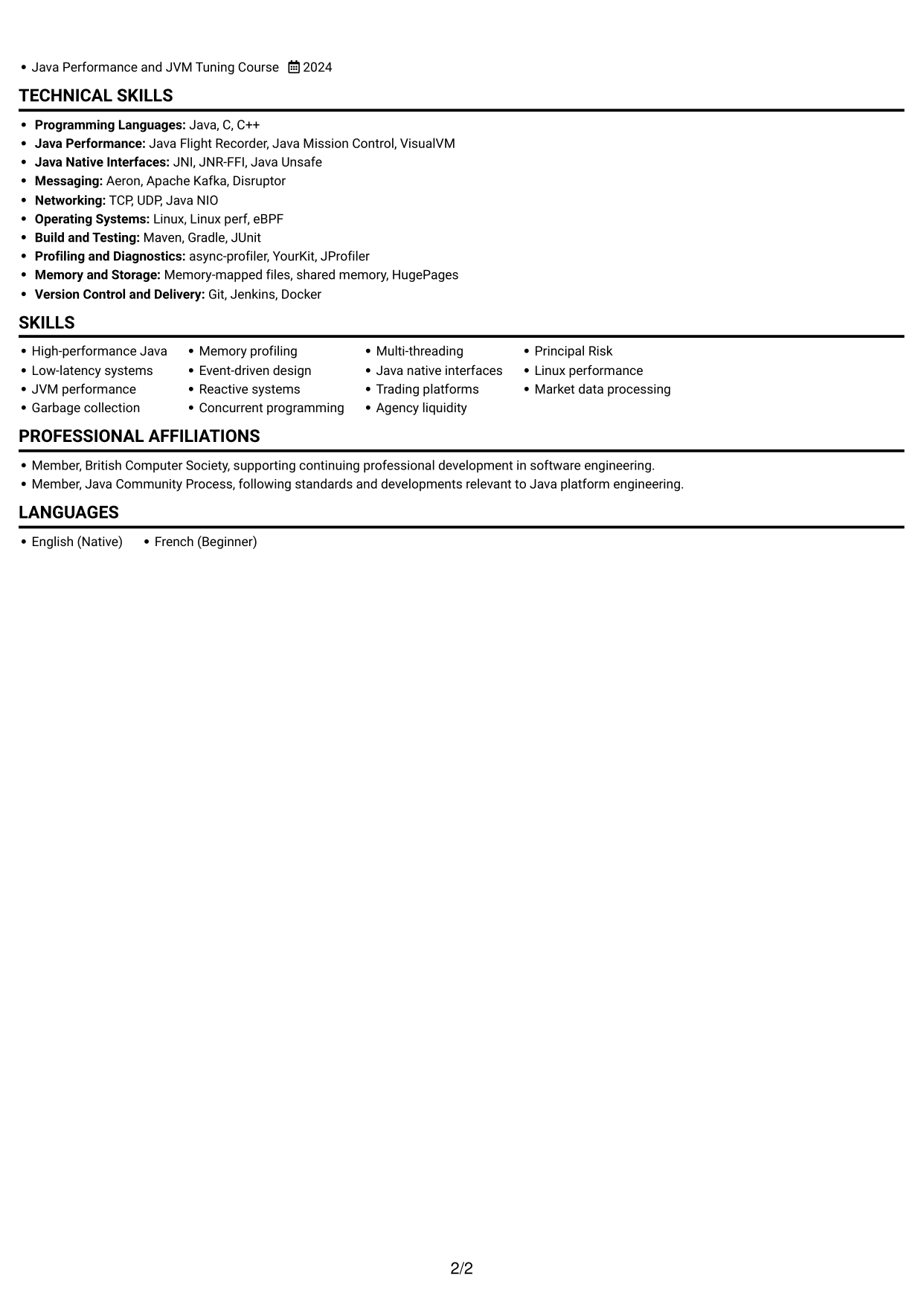 CV example — page 2