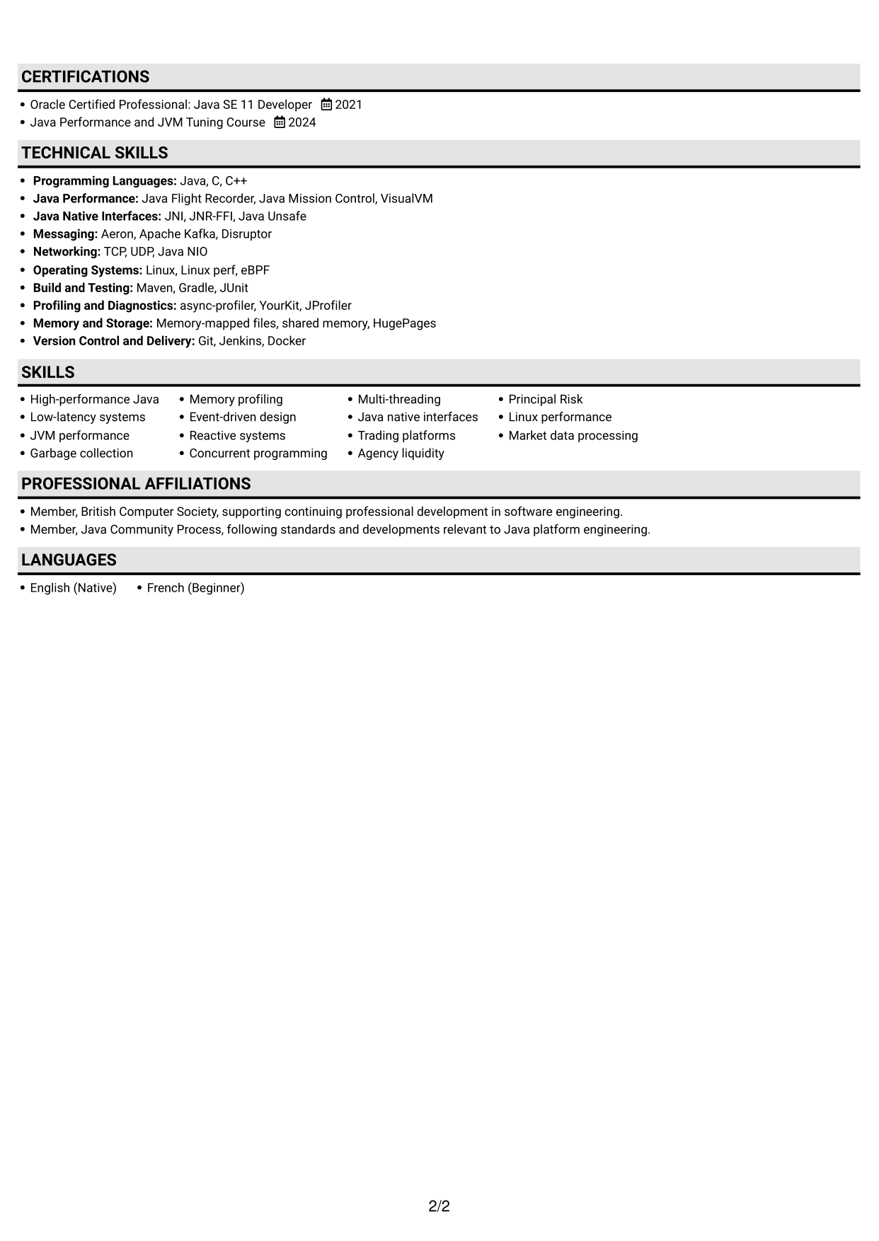 CV example — page 2