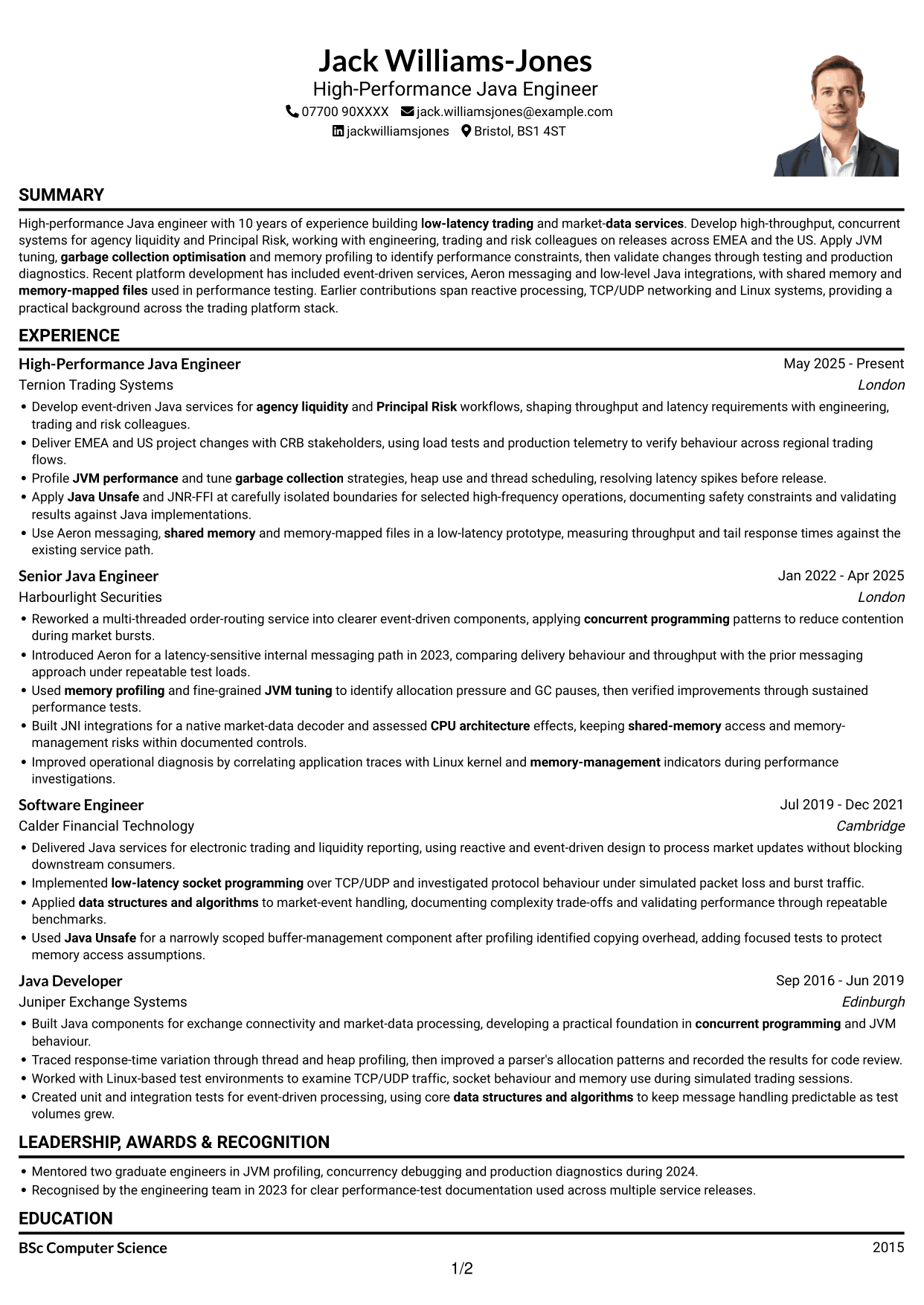CV example — page 1