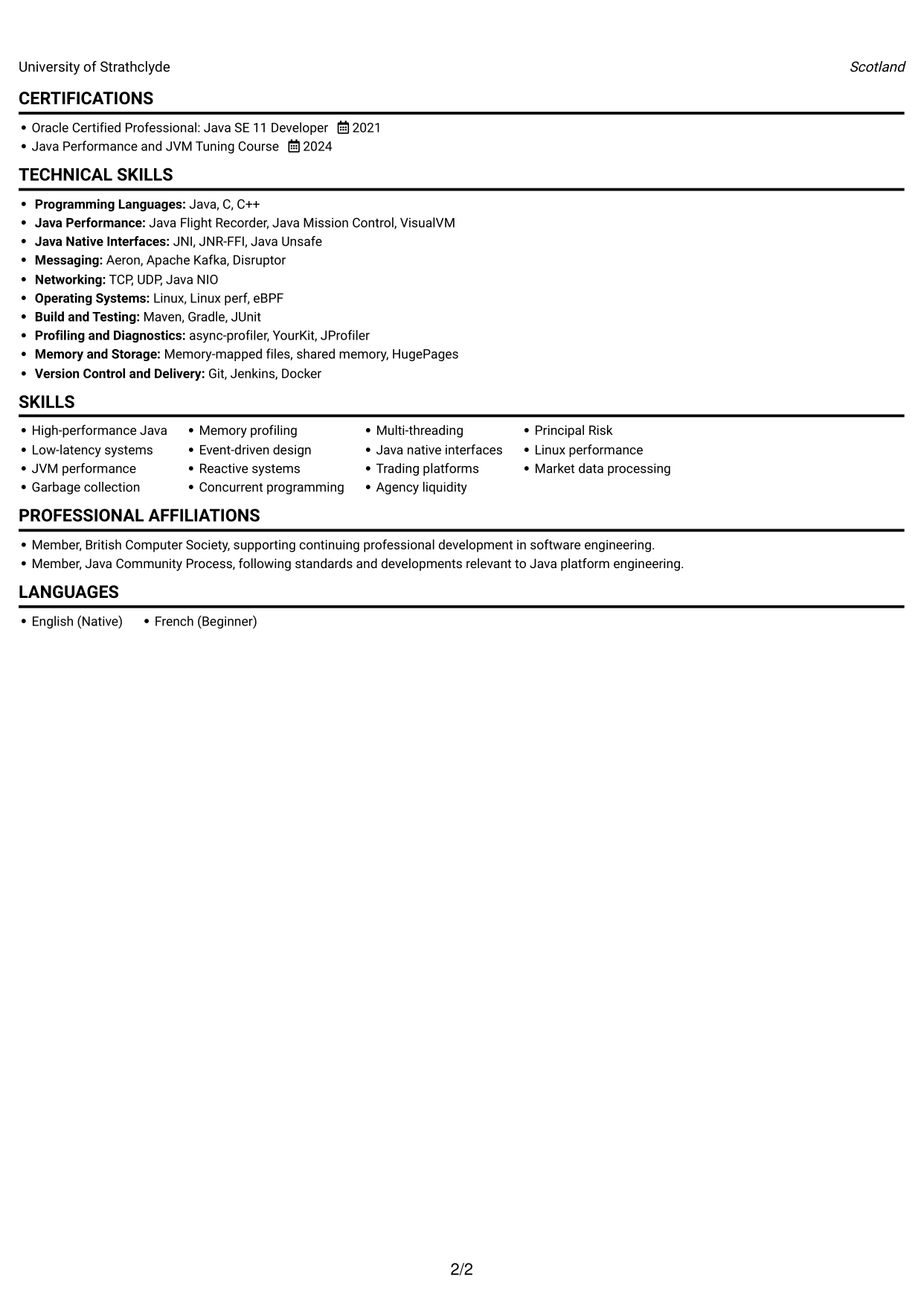 CV example — page 2