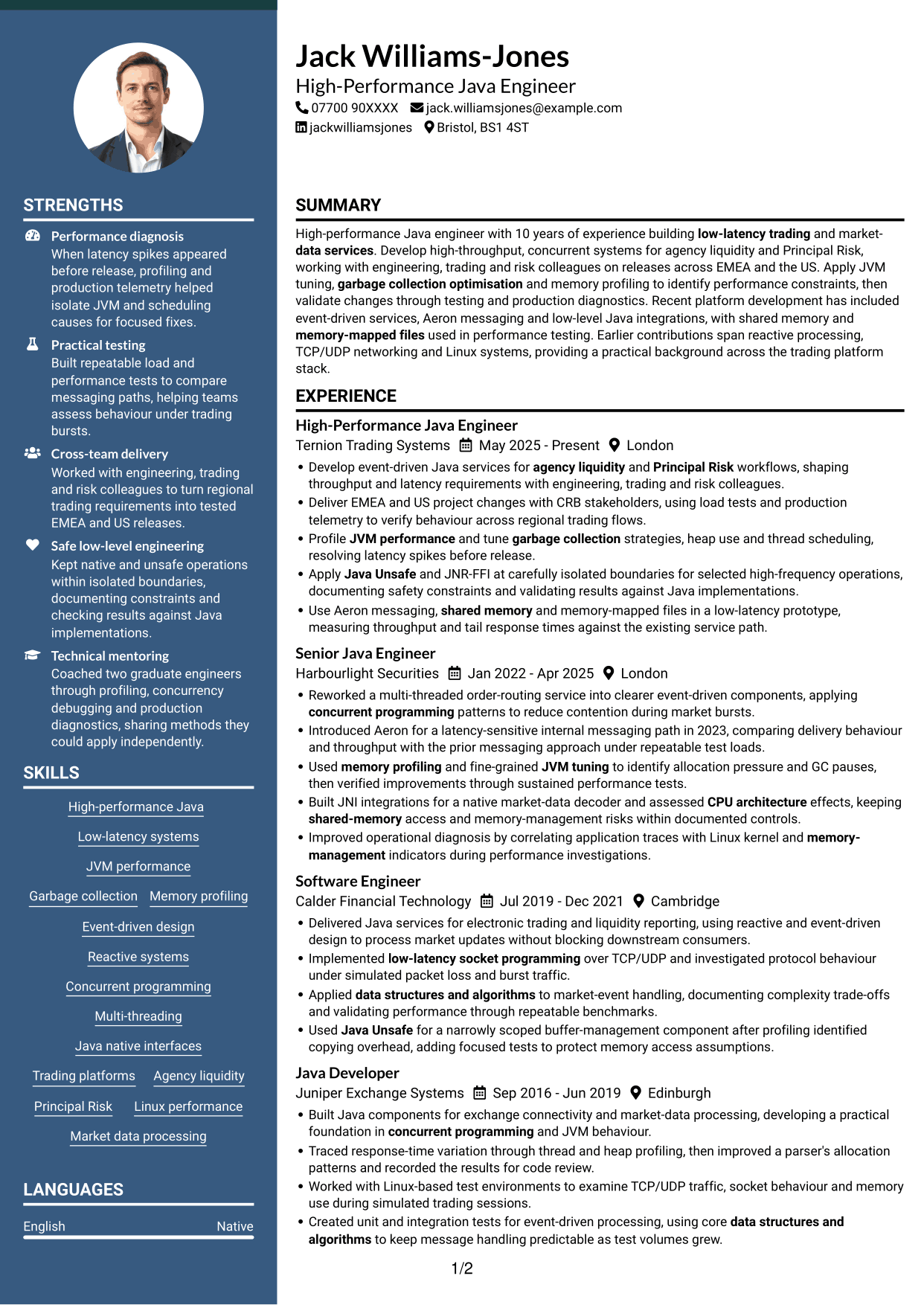 CV example — page 1