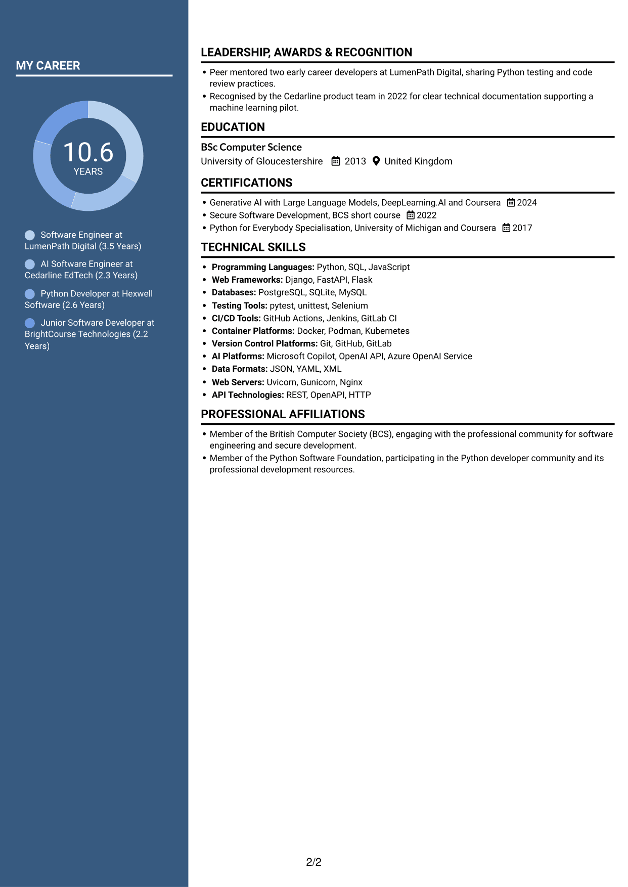 CV example — page 2