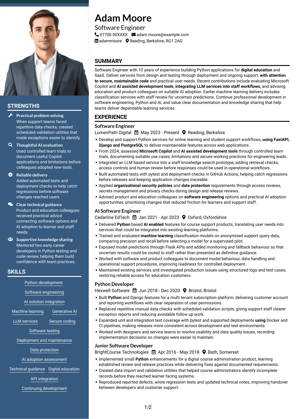 CV example — page 1