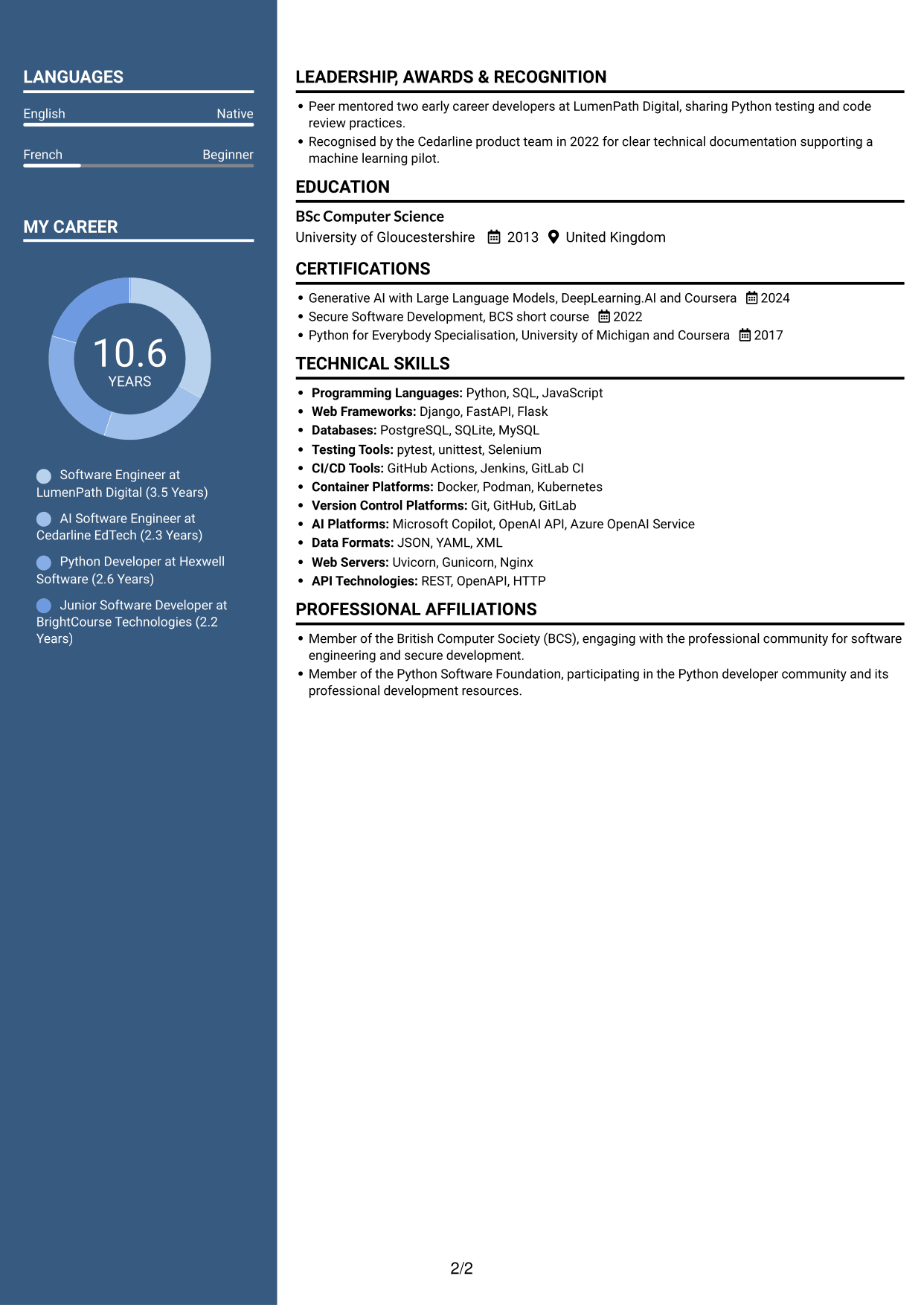 CV example — page 2
