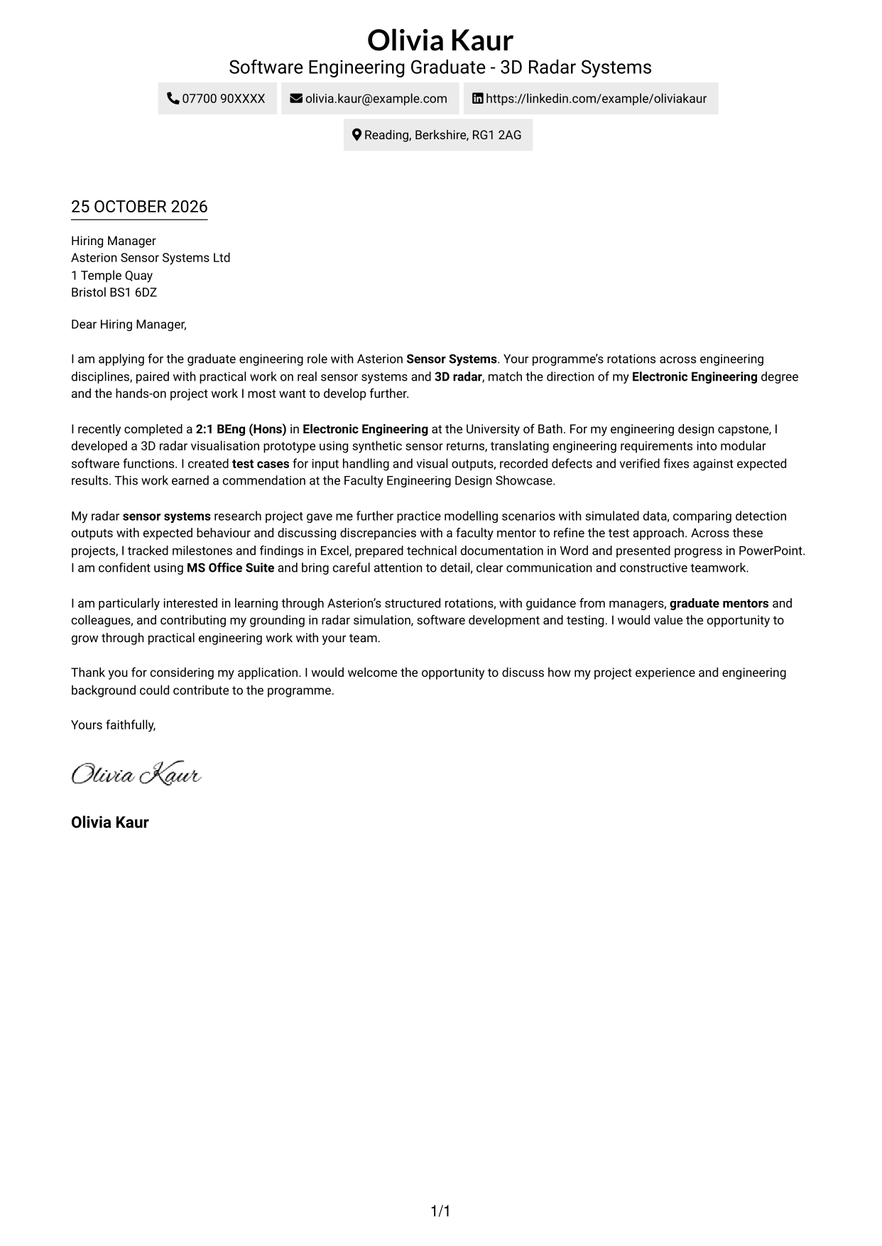 Cover letter example — page 1