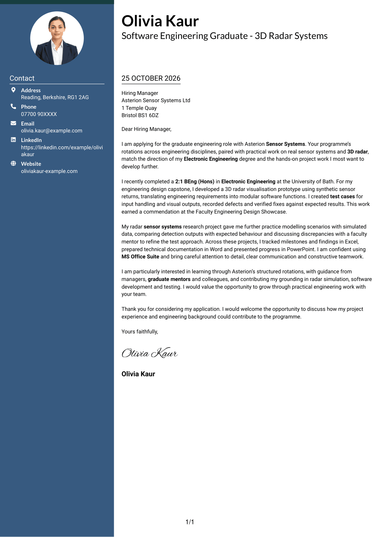 Cover letter example — page 1