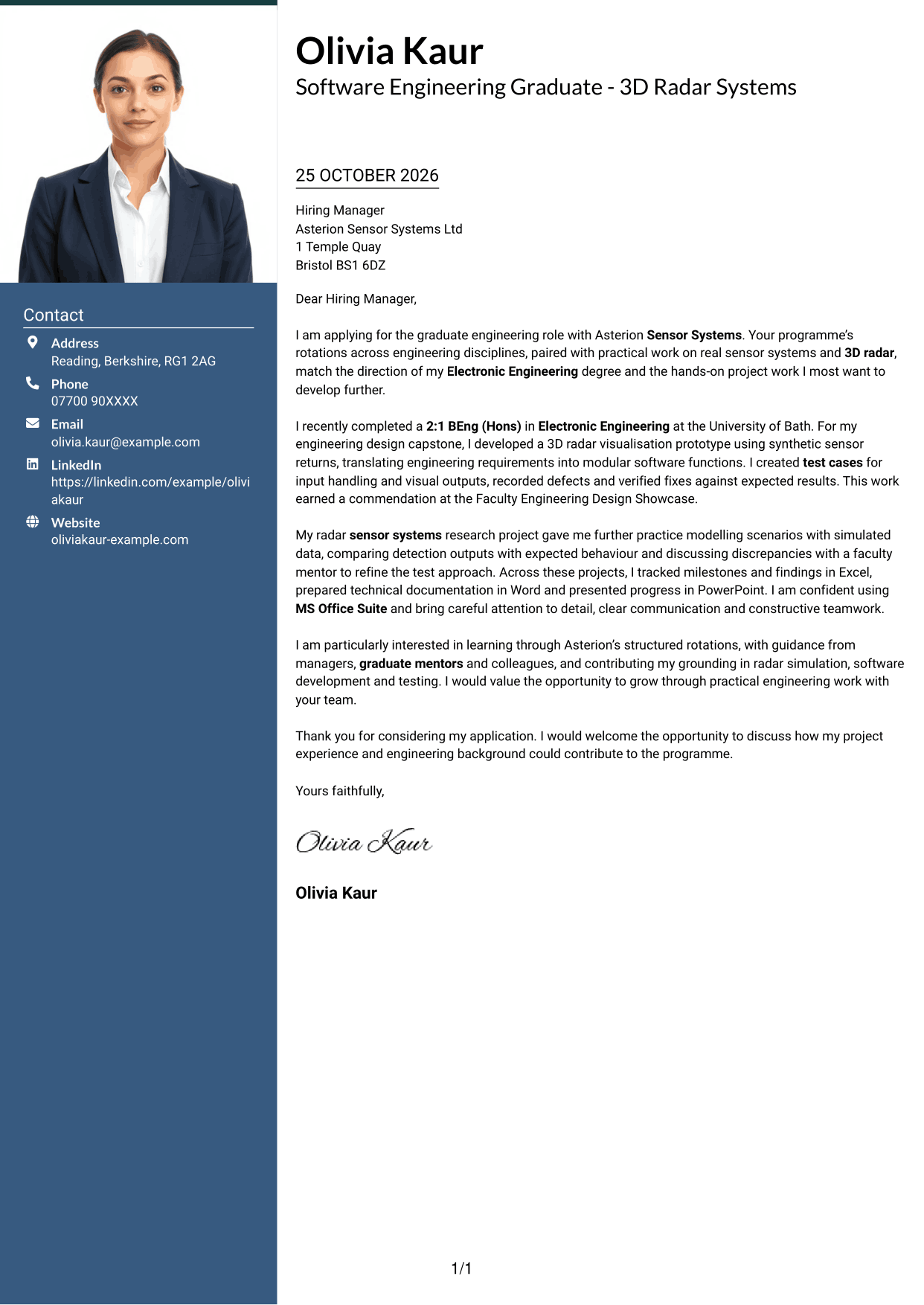 Cover letter example — page 1