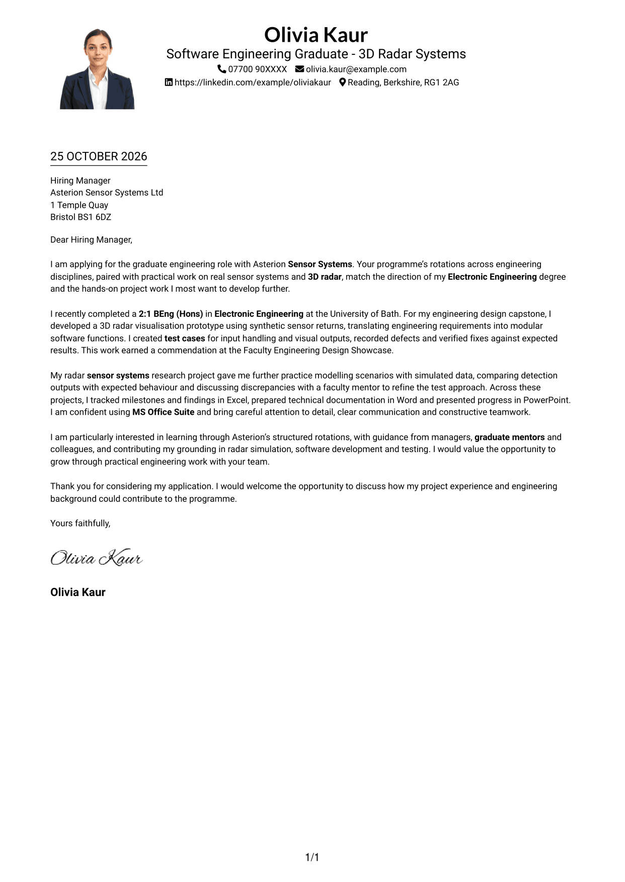 Cover letter example — page 1