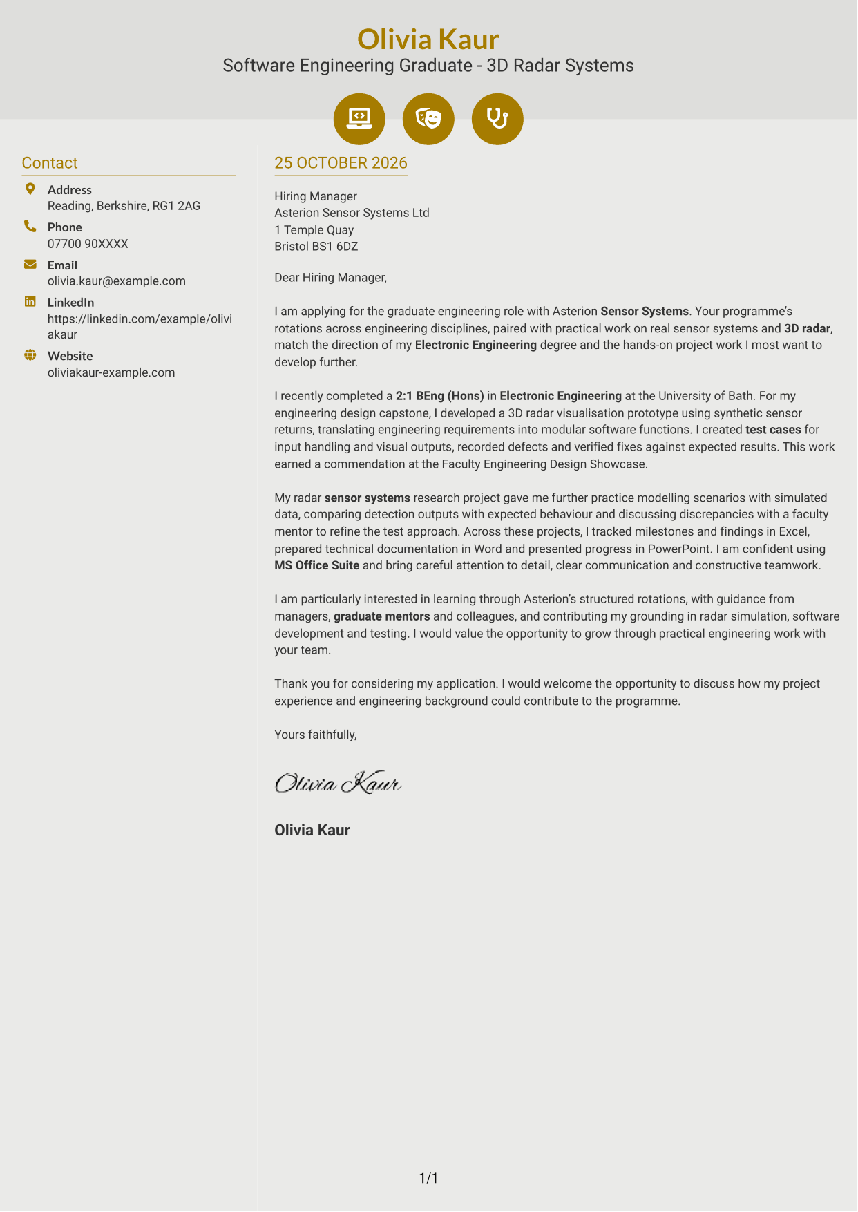 Cover letter example — page 1