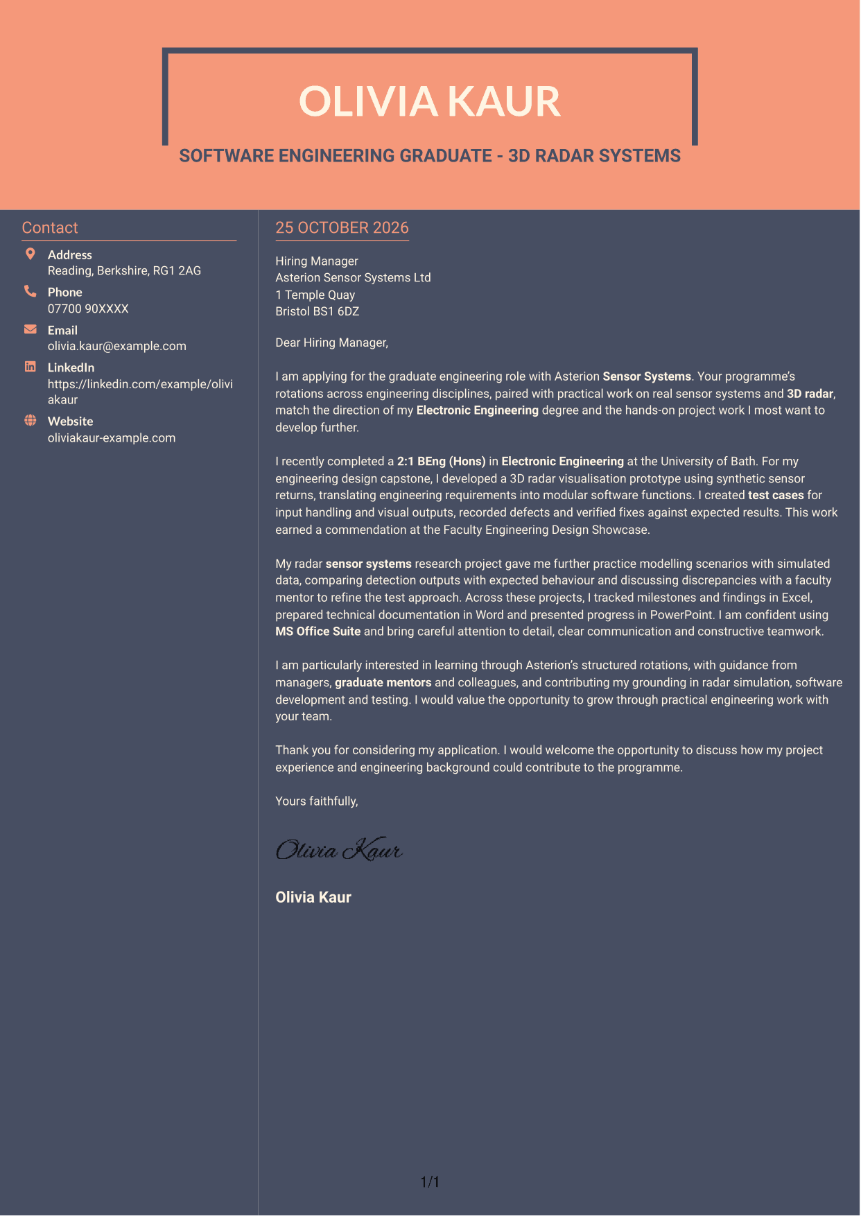 Cover letter example — page 1