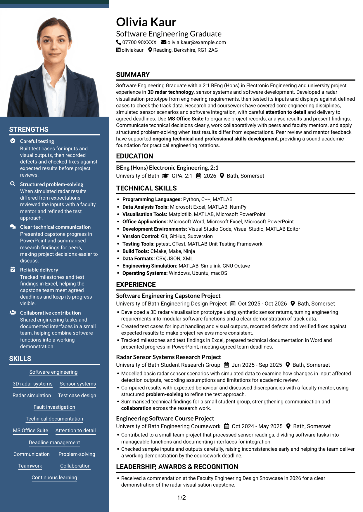 CV example — page 1