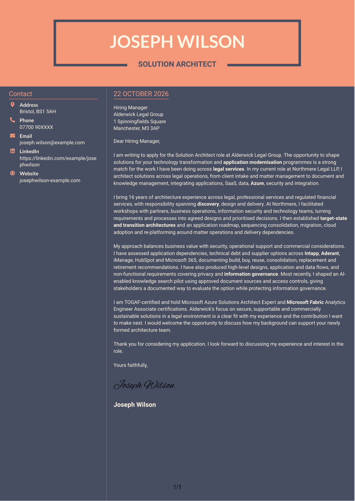 Cover letter example — page 1