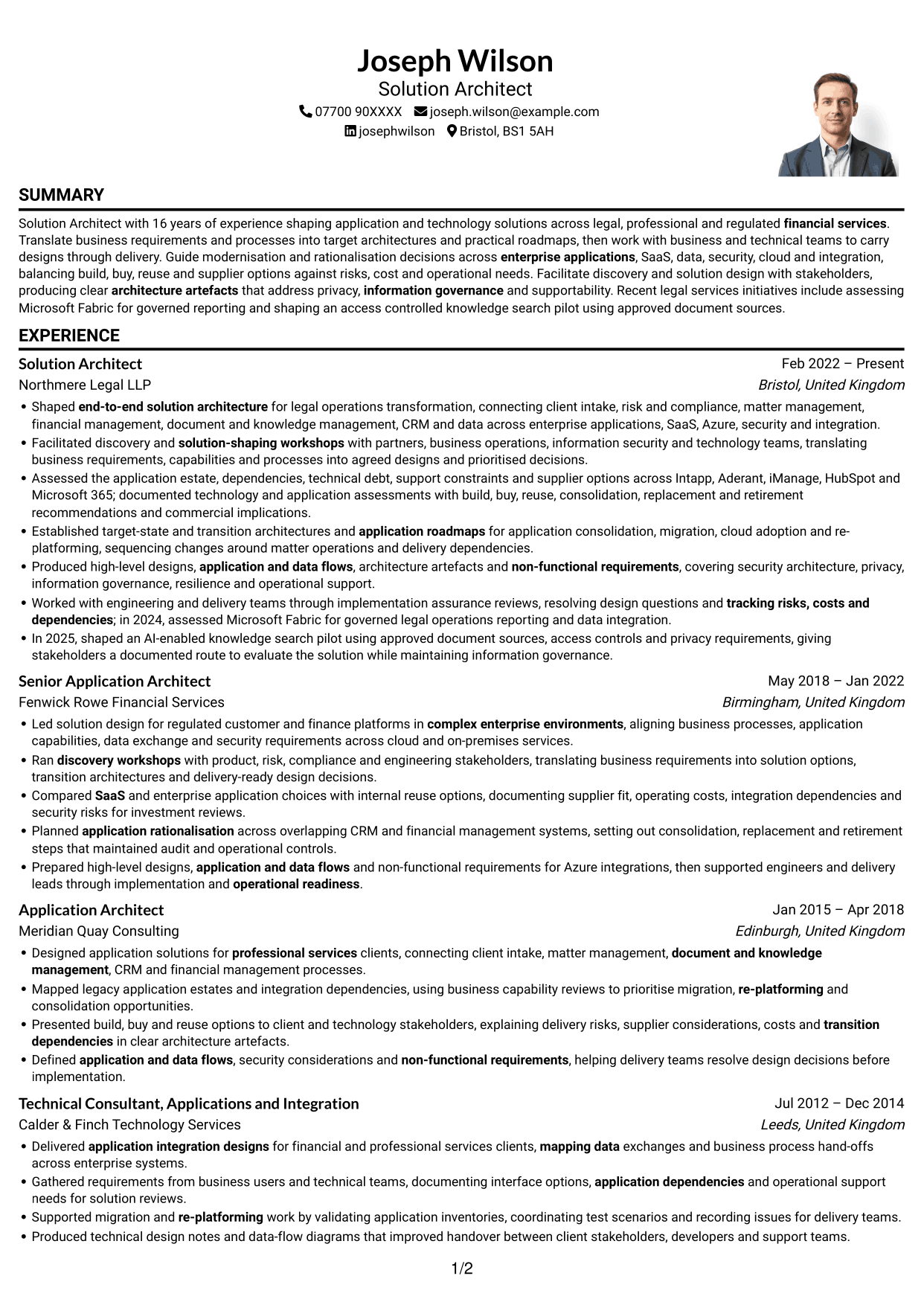 CV example — page 1