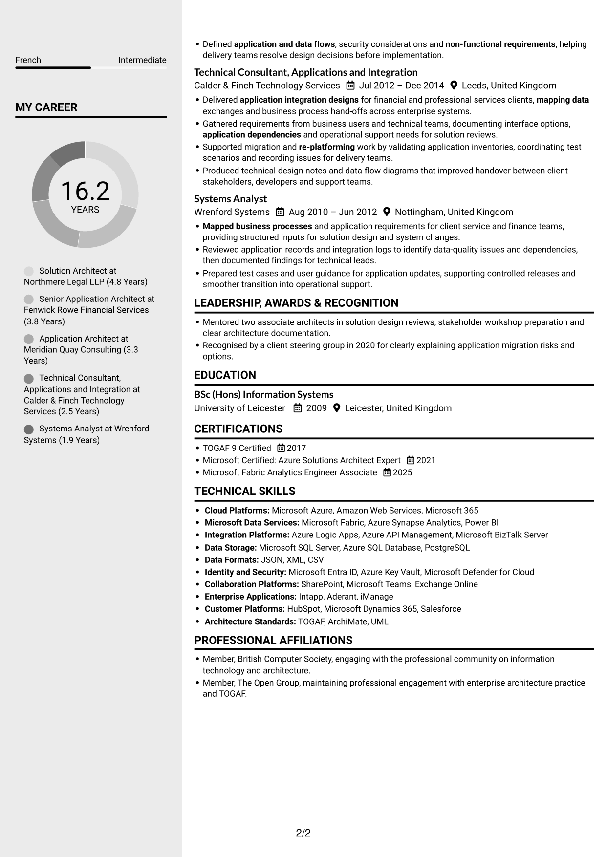 CV example — page 2