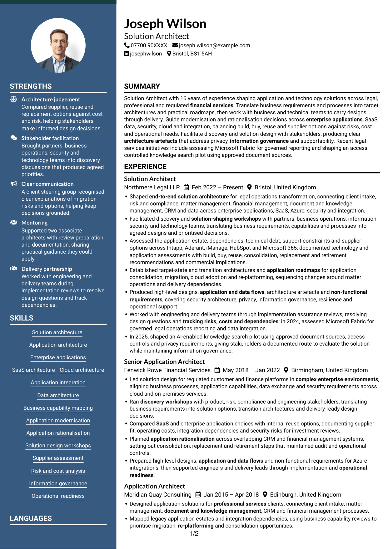 CV example — page 1