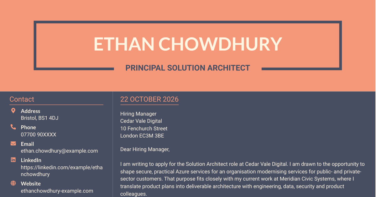 7 Solution Architect - Azure, .NET Cover Letter Templates with Example