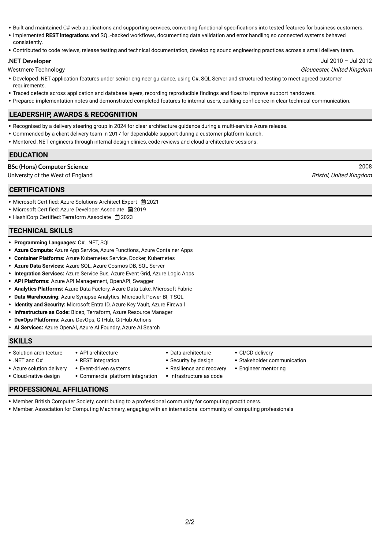 CV example — page 2